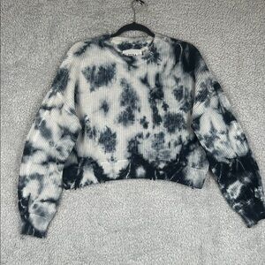 PISTOLA Tie Dye Cropped Distressed Long Sleeve Oversized Sweater, Size S